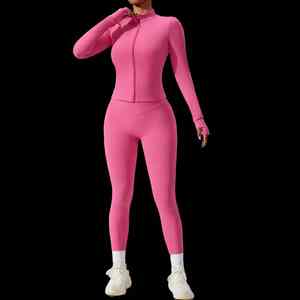 Conjunto Deportivo de Chaqueta y Leggings para Mujer, Informal, para Yoga, Fitness, Entrenamiento, Trotar, Correr, Ropa Deportiva de Otoño - Product Image 6