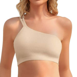 Meilleure qualité une épaule soutien-gorge de sport Bralette pour les femmes sans couture amovible rembourré réglable à bretelles été soutien-gorge haut - Product Image 1