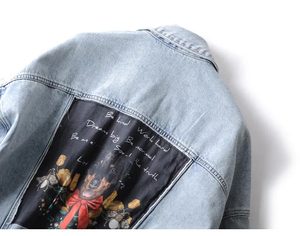 Pantheraint เสื้อโค้ทยีนส์สำหรับผู้หญิง, เสื้อแจ็คเก็ตยีนส์พิมพ์ลายแฟชั่นเสื้อโค้ทผ้าควิลท์ทรงหลวมแขนยาวของผู้ผลิต - Product Image 4