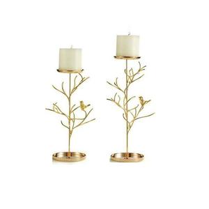 ชุดเชิงเทียนดีไซน์รูปต้นไม้สีทองคุณภาพสูงทำจากแก้วและโลหะสำหรับตกแต่งบ้าน - Product Image 4