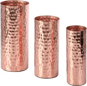 Modern <b>Copper</b> Tone Metal Tabletop Floor <b>Vase</b> Hammered Design Cylinder Shape for Home & Wedding Floral Decor Floral <b>Vase</b> - Product Image 4