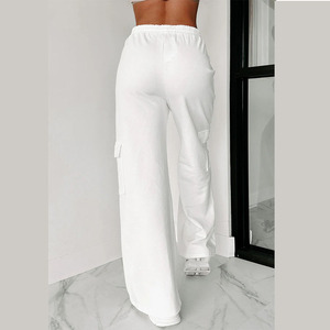 Pantalons crayon décontractés pour femmes en gros, lin/coton, taille élastique, respirant, coupe ample, été, personnalisable - Product Image 2