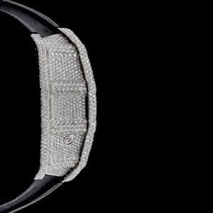 Montre Hip Hop en Acier Inoxydable et Caoutchouc Noir, Diamants Moissanite de Luxe avec Clarté VVS - Product Image 2