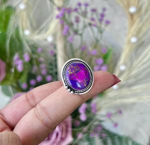 แหวน925ทองแดงเทอร์ควอยซ์สีม่วงทำด้วยมือสีเงินสเตอร์ลิงประดับด้วยเพชรทรงรีตัดเป็นของขวัญแต่งงานหรือปาร์ตี้ที่สมบูรณ์แบบสำหรับผู้หญิง - Product Image 4