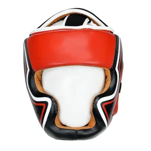 Protezione testa da boxe nuovo Design semplice in pelle rossa in tinta unita protezione per la testa in Pvc per casco protettivo di alta qualità