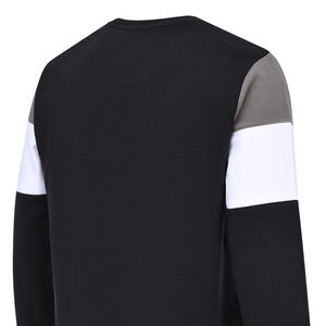 Sudadera de bloque de Color con textura negra de algodón 100% de alta calidad para hombre, Top de punto transpirable ecológico para Otoño Invierno Formal - Product Image 5
