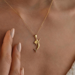 High Quality 925 Sterling <b>Silver</b> Mermaid Sea Animal Minimalist <b>Necklace</b> 18K Gold Plated with Natural Zircon Gift for Women - Product Image 2