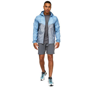 Chaqueta cortavientos de lona de calidad superior para hombre, mangas completas con capucha y bolsillos delanteros, diseño de cremallera de bloque de color en oferta - Product Image 4