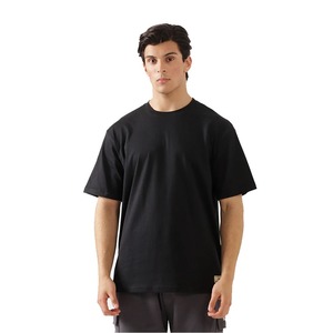 Camiseta de algodón 100% para hombre, personalizable, color negro liso, estilo Hip Hop de gran tamaño, estampado de logotipo de alta calidad, bajo MOQ, patrón de gráficos 3D - Product Image 3