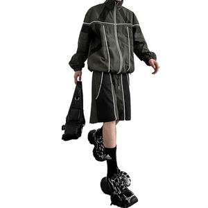 Vêtement personnalisé survêtement en nylon coupe-vent à blocs de couleurs pour hommes vestes et shorts de sport ensembles de jogging deux pièces - Product Image 2