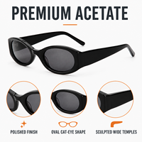 Lunettes de soleil ovales en acétate Mellume OEM ODM, style œil de chat, avec logo personnalisé, verres CR39, emballage de marque, pour hommes et femmes