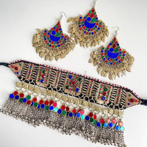 Prix de gros Fourniture directe par l'usine Ensembles de bijoux pour femmes afghanes Kuchi Bijoux personnalisés Ensembles de colliers et boucles d'oreilles pour cadeaux de mariage - Product Image 5