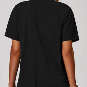 Camisetas de Verano para Mujer de la Mejor Calidad en Spandex/Algodón - Diseño Casual Personalizado, Colores Sólidos, Transpirables, de Secado Rápido, Cuello en V - Product Image 4