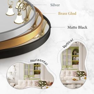 กระจกกรอบโลหะแบบไม่สม่ำเสมอสำหรับห้องน้ำกระจกกลมสำหรับห้องนั่งเล่นห้องนอนพื้นที่รับประทานอาหารอุปกรณ์ภายในบ้าน - Product Image 3