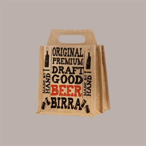 10 Uds bolsa de compras de yute 500/750ml portabotellas para cerveza 24,5 + 17xH23.5/31 cm bolsas de regalo impresas - Product Image 4