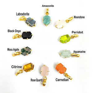 Moss Agate Birthstone Hexágono Piedra preciosa Colgante Prong Setting Semi Precious Pendant para mujeres al por mayor - Product Image 2