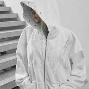 Sudaderas con Capucha para Hombre de Primera Calidad, Mezcla de Algodón, con Cierre, Diseño Personalizado, Bordado Digital, Pedrería, Felpa, Sólidas, para Invierno - Product Image 6