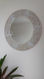 Mother of Pearl <b>Mosaic</b> Inlay <b>Mirror</b> Handmade Eco-Friendly Round Wall Decor Modern Industrial Design Available All Sizes Styles - Product Image 4