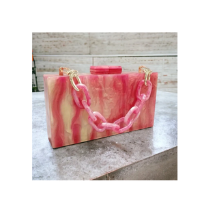 Resin Clutch Hand for Light pink Color Brass Chain Bag Women Handbags Evening Purse Party Bags <b>Birthday</b> Gift - Product Image 4