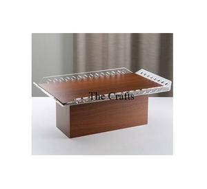 Ensemble de trois supports à gâteau de tailles différentes en bois et acrylique pour table et usage hôtelier - Product Image 5