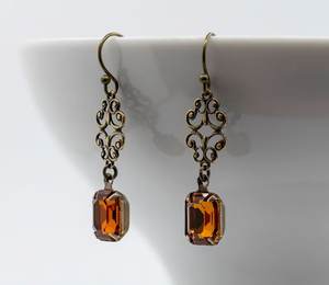 Citrine Nano Gold Plated Anniversary <b>Earring</b> Vintage Design Dangle Drop Hook Beautiful Design <b>Women</b> <b>Silver</b> <b>Earring</b> Pair - Product Image 5