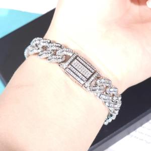Pulsera Cubana con Incrustaciones de Diamantes de Moissanita Incoloros con Corte Baguette en Plata 925, Joyería Hip Hop Brillante, Regalos a Bajo Precio - Product Image 6