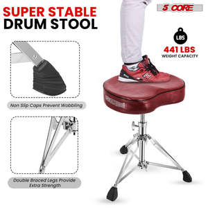 5 Core Drum Throne 4 <b>Padded</b> Guitar <b>Stool</b> Drummer Chair Adjustable Musician Seat - Product Image 6