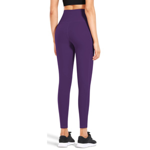 กางเกงโยคะเอวสูงแบบไม่มีตะเข็บ มีกระเป๋า ยืดหยุ่น ยกสะโพก แห้งเร็ว ระบายอากาศได้ดี ผลิตจากวัสดุสแปนเด็กซ์/โพลีเอสเตอร์ สีพื้น - Product Image 2