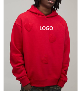 Custom Heavyweight French Terry Cotton <b>Red</b> Hooded Sweater Puff Printing Unisex Eco Friendly 2026 Modest Men Clothing Hoodie - Product Image 4