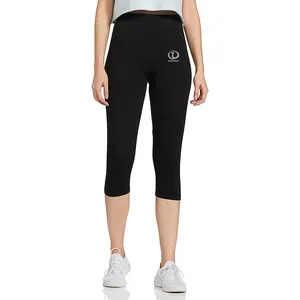 Jogging Wear Leggings Pants For Women's Black Color Midi Length Custom Design Running Tights With OEM Service