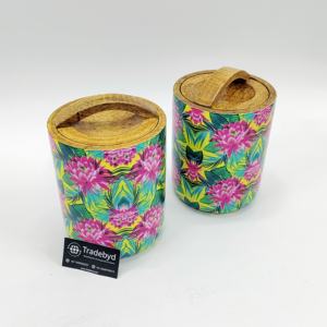 Tarro de fruta seca con estampado de esmalte de madera de lujo con mango curvo para almacenamiento elegante tradebyd - Product Image 6