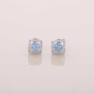 Boucles d'oreilles de luxe en diamant bleu rond de 0,64 ct cultivé en laboratoire, certifiées IGI, plaquées rhodium, or jaune, blanc et rose 18 carats - Product Image 5