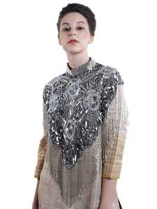 Glamorous Handmade silver Sequins Beaded <b>Ponchos</b> <b>Capes</b> <b>Women</b> Free Size Elegant New Year New Style Embroidery - Product Image 5