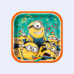 Platos Desechables Minions de 23 cm, 8 Piezas, Diseño Cuadrado con Temática de Fiesta - Product Image 1