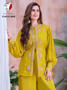 Traje Sharara de Organza Pura de Alta Calidad con Bordado a Mano para Fiesta o Festival, Estilo Indio Pakistaní - Product Image 5