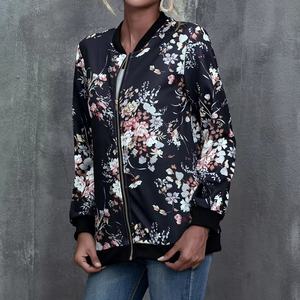 Veste bombardier à sublimation au prix de gros vêtements décontractés à glissière pour femmes veste d'hiver pour femmes brodée à imprimé floral - Product Image 1