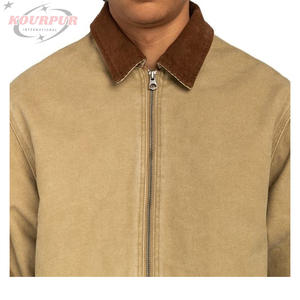 Chaqueta de Hombre, Chaqueta de Trabajo de Lona Personalizada, Chaqueta de Algodón Vintage Marrón, Chaqueta Pesada para Hombre con Forro, Chaqueta Deslavada al Ácido para Hombre - Product Image 4