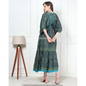 Robe longue en soie faite à la main pour femme, taille élastique élégante, taille XS, respirante, avec fermeture éclair, idéale pour les loisirs, les invitées de mariage, ODM - Product Image 4