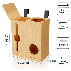 Poubelle en plastique murale en bambou Boîte à mouchoirs en bambou faite à la main Décoration de maison et de table naturelle écologique Vente en gros du Vietnam - Product Image 3