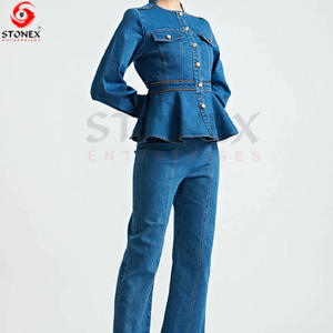 ชุดเสื้อผ้า2ชิ้นสำหรับผู้หญิงกางเกงยีนส์และเสื้อแจ็กเก็ต - Product Image 2