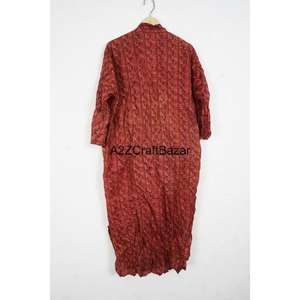 Túnica Bohemia de Seda para Mujer, Estampado Patchwork, Cuello en V, Cordón Ajustable, Manga Larga, Transpirable, Secado Rápido, Suave y Elegante - Product Image 5