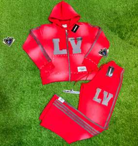 Alta calidad de encargo de los hombres de gran tamaño 100% de algodón de lana de peso pesado bordado apliques invierno tiras laterales de ganchillo - Product Image 1