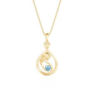 Collier personnalisé Jeulia en or rose pour jeune maman avec pierre de naissance en forme de cœur et accent diamant - Product Image 1