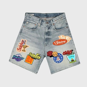 Short en jean brodé à motif de dessin animé Hip Hop pour hommes et femmes - Product Image 1