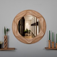 MDF Wood Iron & Mirror Modern Design Decorative Wooden Mirror with Live Edge Wood Detail Customizable Color