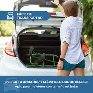 Marchette pliante Prado Mobiclinic verte avec siège et dossier Panier en aluminium Fournitures de thérapie de rééducation pour personnes âgées - Product Image 5