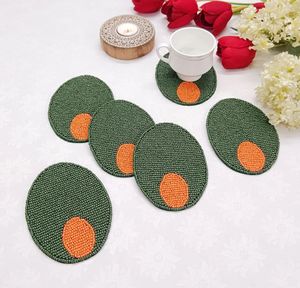Nuevo diseño hecho a mano bordado con cuentas naranja y verde diseño cuatro posavasos elegante único hermoso por Hiba Enterprises - Product Image 1