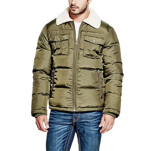 Chaqueta acolchada de nuevo diseño de alta calidad para hombre, bolsillos dobles, cuello vuelto de piel, cierre de cremallera, chaquetas acolchadas para hombre - Product Image 2