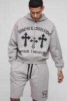 Survêtement court à capuche avec fermeture éclair croisée surdimensionné personnalisé de haute qualité dans le monde entier avec poche 2 pièces ensemble Streetwear survêtement pour hommes