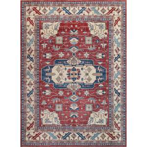 Alfombra de Lana Kilim Cyanna de Gran Tamaño, Anudada a Mano, con Medallón Rojo Naranja, para Entrada, Pasillo, Modelo Pae-5722, Rectangular, 9x12 - Product Image 1